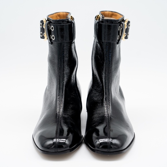 size 8G 8.5 US Gucci Black Patent Leather Buckle Ankle Boots Men Zip Closure main image 5